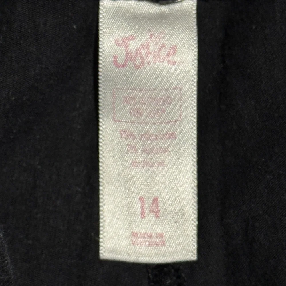 Justice‎ Girls Black Capri Leggings Size 14 Love My Squad Athleisure
